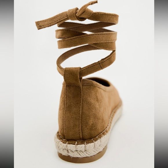 NEW Zara Suede Lace Up Espadrilles 7.5 - Picture 4 of 6